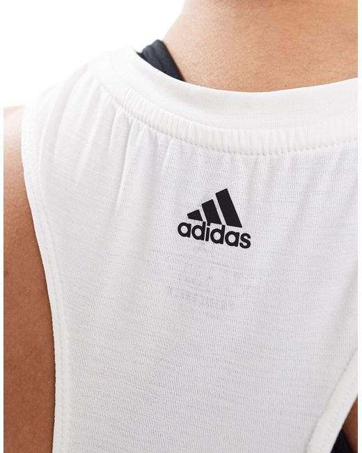 Adidas Originals White Adidas Training Plus 3-bar Logo Tank Top