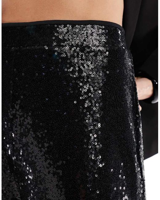 ONLY Black High Waist Pull On Sequin Trousers