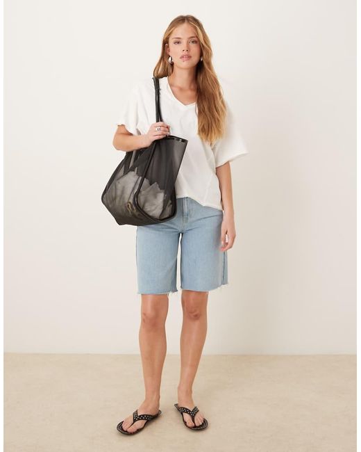 ASOS White Boxy Tee With Seam Detail