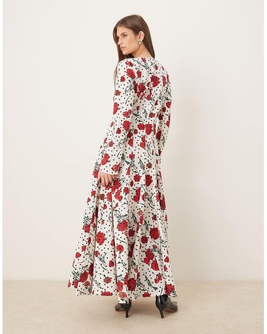 ASOS Pink Slash Neck Maxi Dress With Full Skirt
