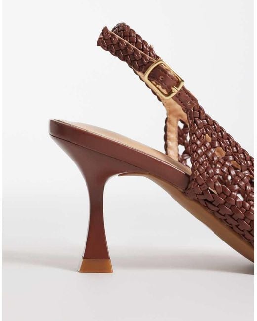 Glamorous Pink Slingback Woven Heeled Shoes