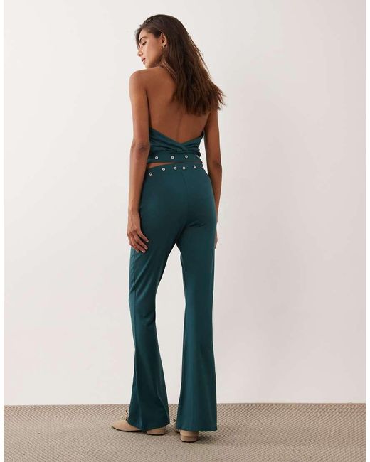 ASOS Blue Modal Stud Detail Flare Trouser Co-ord