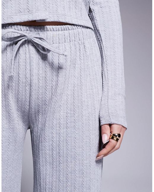 ASOS Purple Co-ord Wide Leg Cable Knit Look Trouser