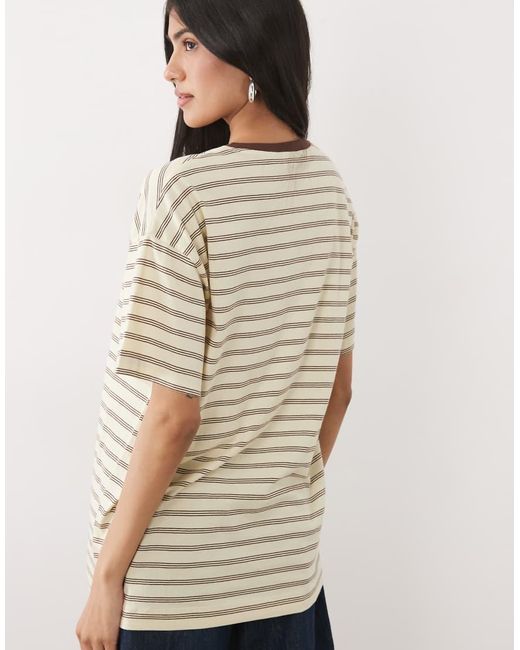New Look Gray Striped Oversized Tee