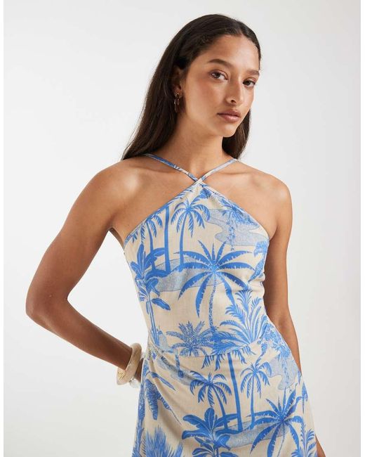Vero Moda Blue Halter Maxi Dress