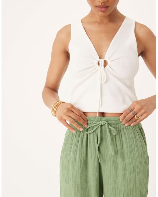 JDY Tall Green – weit geschnittene hose aus musselin