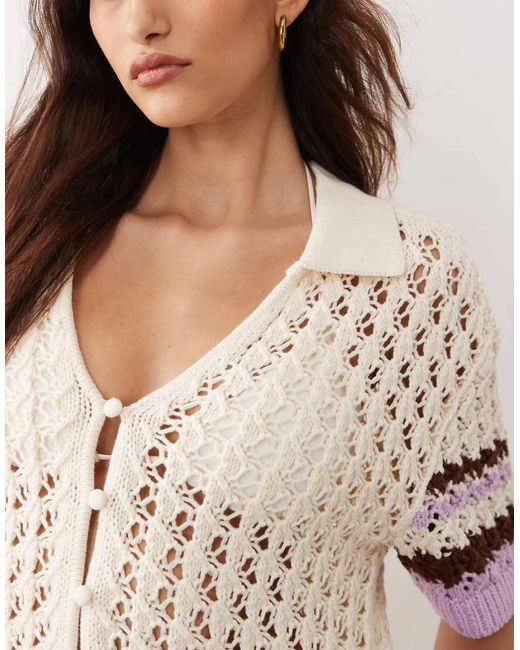 ARRANGE Natural Crochet Shirt Co-ord Cream