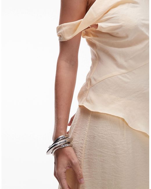 TOPSHOP Natural Super Soft Cupro Twist Detail Asymmetric Top