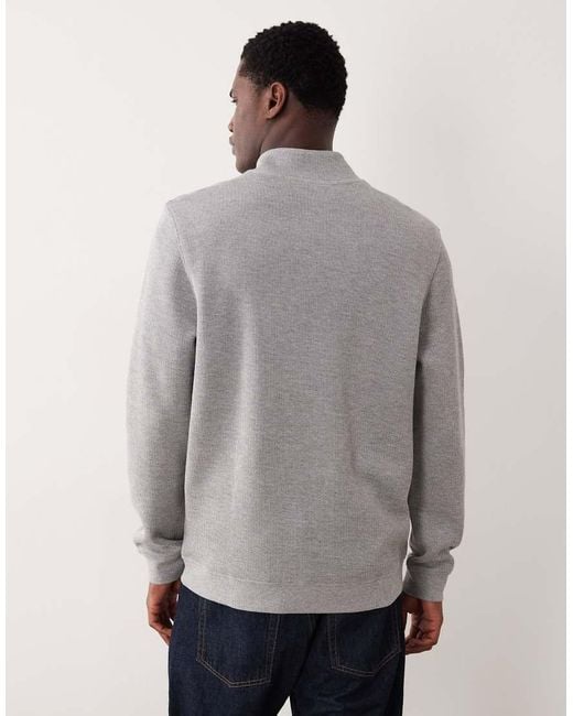 ASOS Gray Half Zip Sweatshirt With Rubberised Badge for men