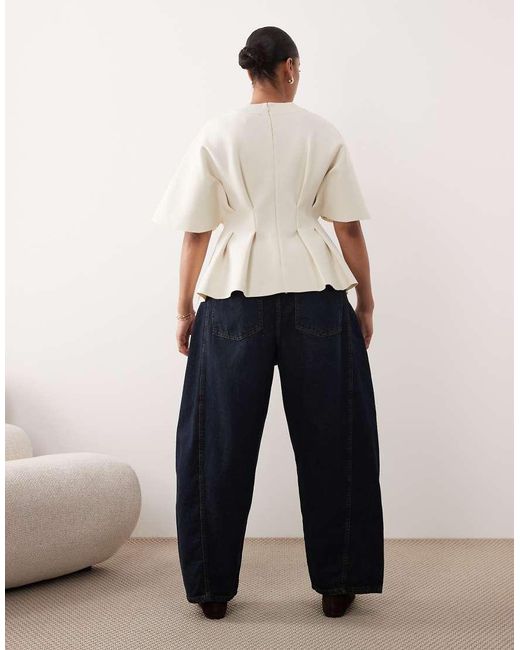 ARRANGE Blue Curve Franklyn Seam Detail Barrel Jeans