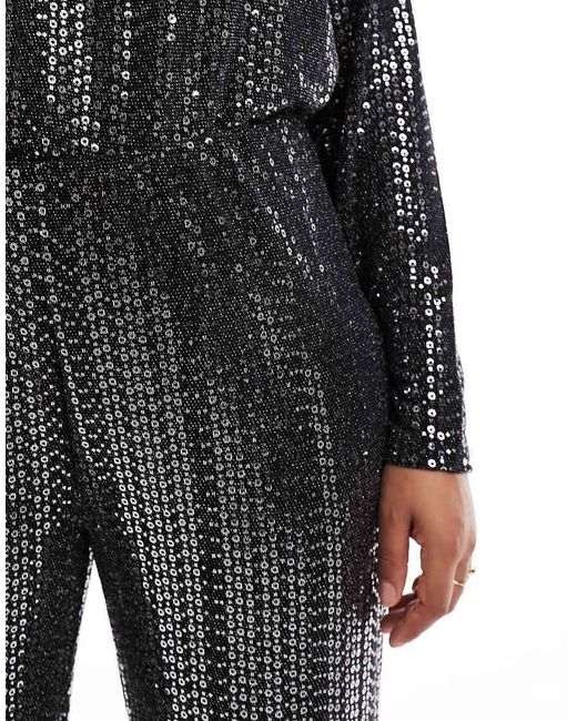 Pieces Plus Black Pieces Curve Sequin High Waisted Trousers Co-ord