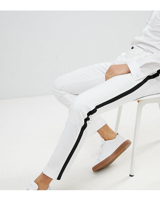 Pantalon ajusté avec bande noire sur les côtés Noak pour homme en coloris White