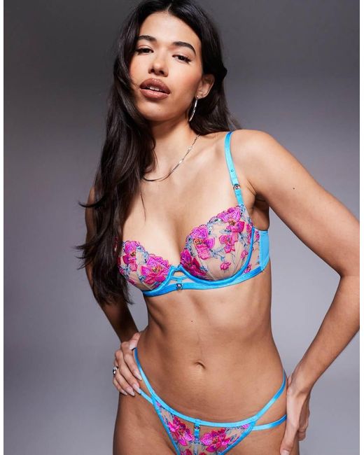Ann Summers Blue Glistening Non Padded Balcony Bra