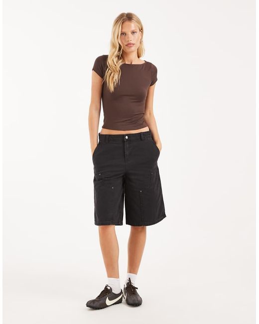 Hollister Brown Seamless Slash Neck Top