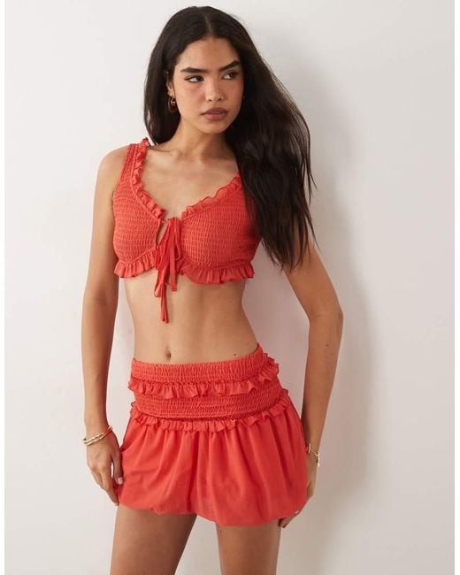 ASOS Shirred Mesh Co-ord Mini Skirt