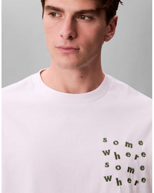 Calvin Klein White Somewhere Graphic Relaxed T-Shirt for men