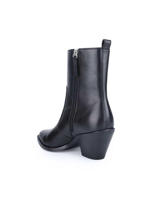 OFF THE HOOK Black Bridge Leather Block Heel Ankle Boots