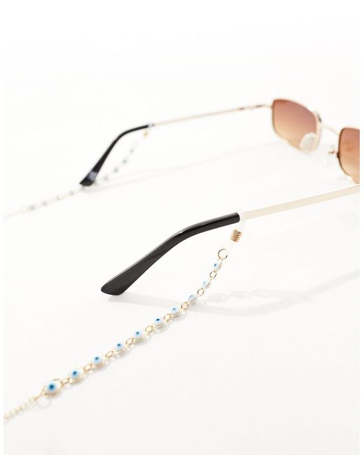 South Beach Brown Evil Eye Embellished Sunglasses Chain