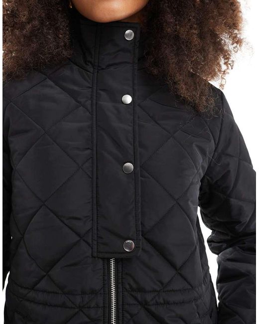 ONLY Black Tie Detail Funnel Neck Quilted Jacket