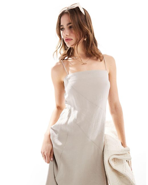 ASOS White Full Skirt Midi Slip Dress
