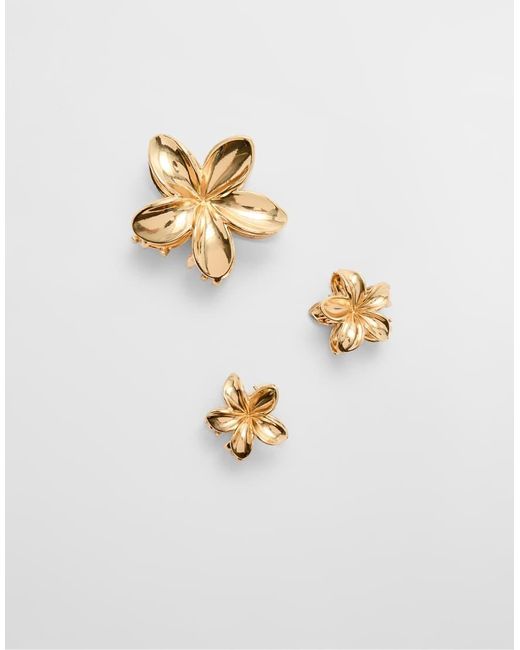 Stradivarius Set Van 3 Bloemenhaarclips in het White