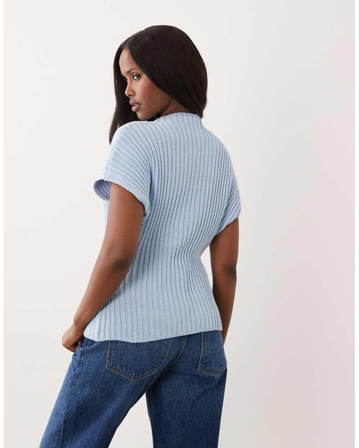 ASOS Blue Knitted Cinched Pleated Top