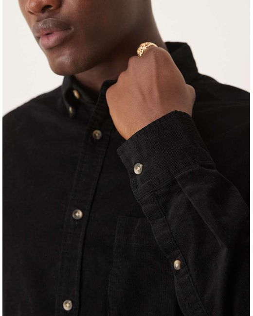 ASOS Black 90s Oversized Cord Shirt for men
