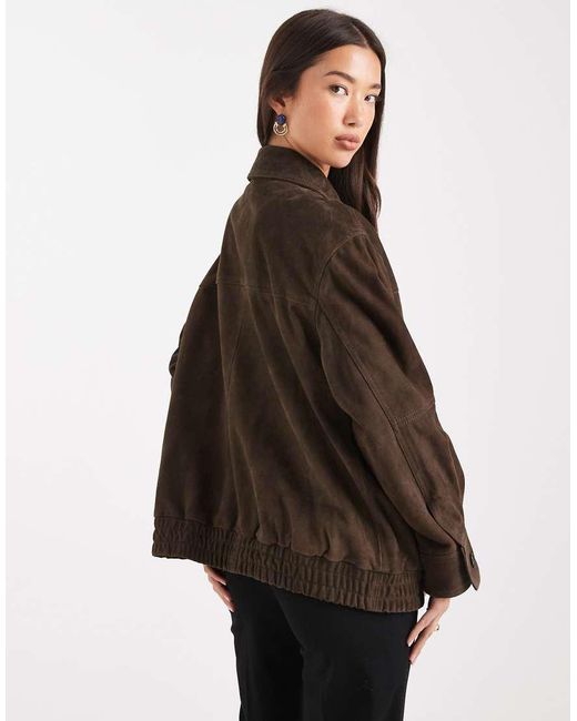 ASOS Black Real Suede Oversized Bomber