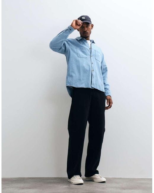 Obey Blue Charlie Denim Woven Long Sleeve Shirt for men