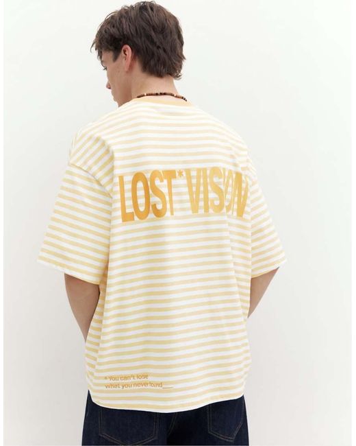 Pull&Bear White Stwd Boxy Striped T-Shirt for men
