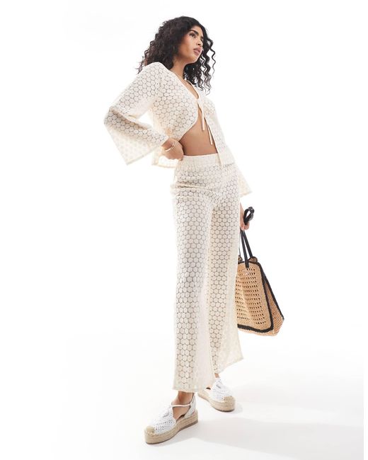 esmé studios White Esmee Exclusive Crochet Beach Trouser Co-Ord