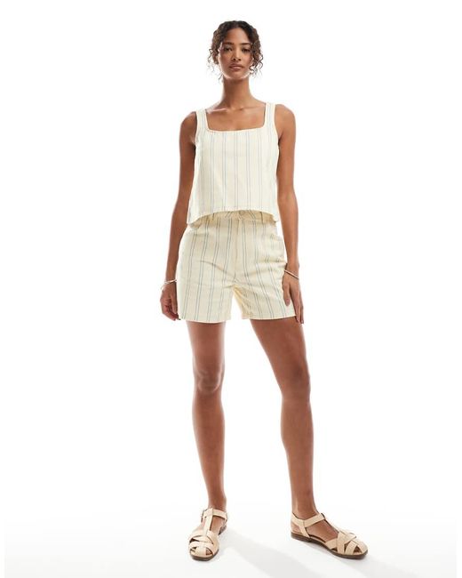 ASOS Gestreepte Dad Short in het Natural
