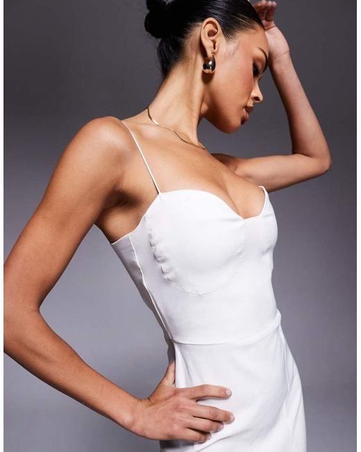Vesper Blue Sweetheart Neckline Strappy Midaxi Dress With Thigh Split