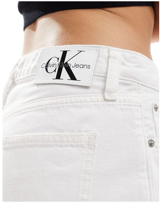 Calvin Klein White 90s Straight Denim Shorts