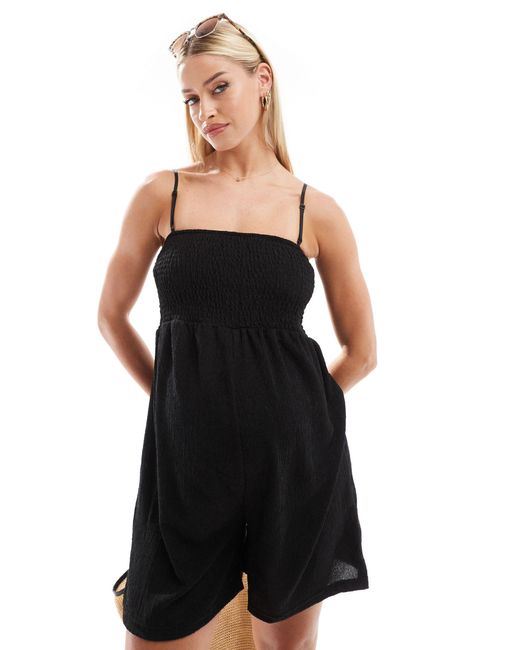 Mama.licious Black Mamalicious Maternity Playsuit With Smocked Bust