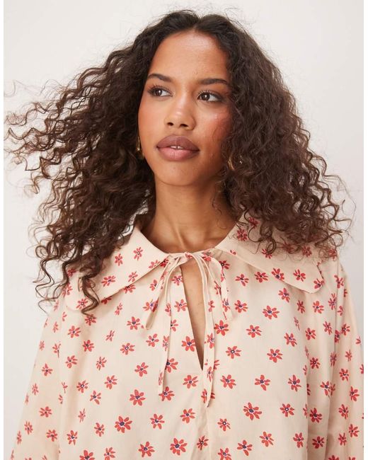 Glamorous Pink Collared Tie Neck Blouse