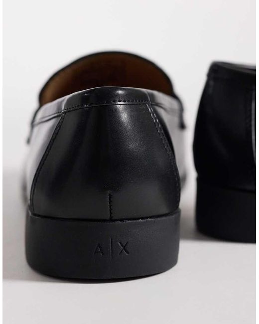 ARMANI EXCHANGE Black maggie Logo Mocassin Loafers