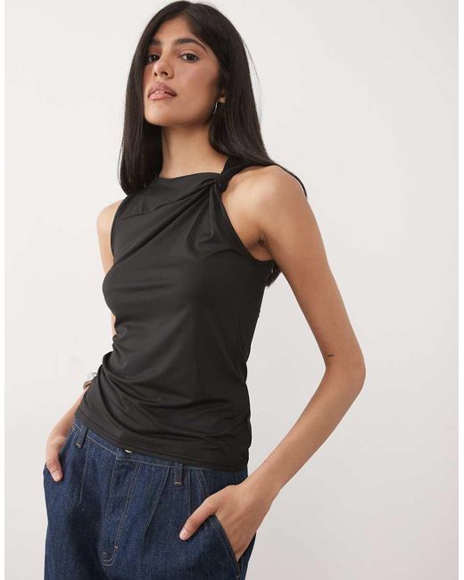 New Look Black Knot Detail Tank Top