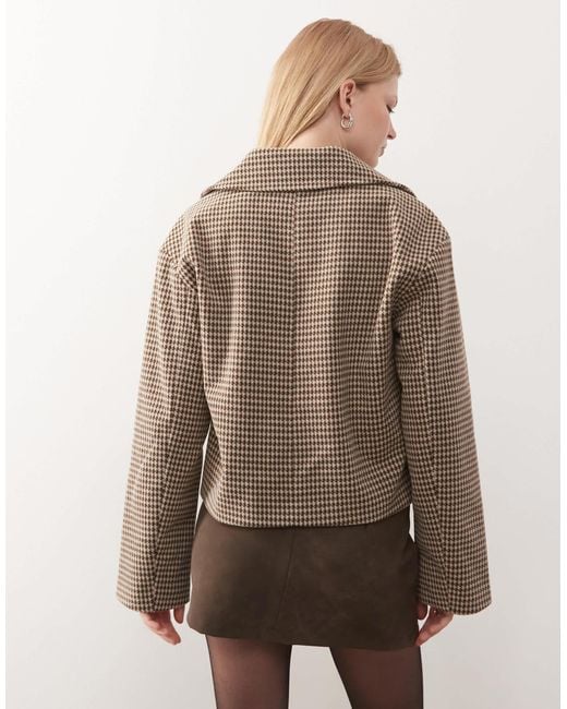 Noisy May Natural Boxy Houndstooth Jacket