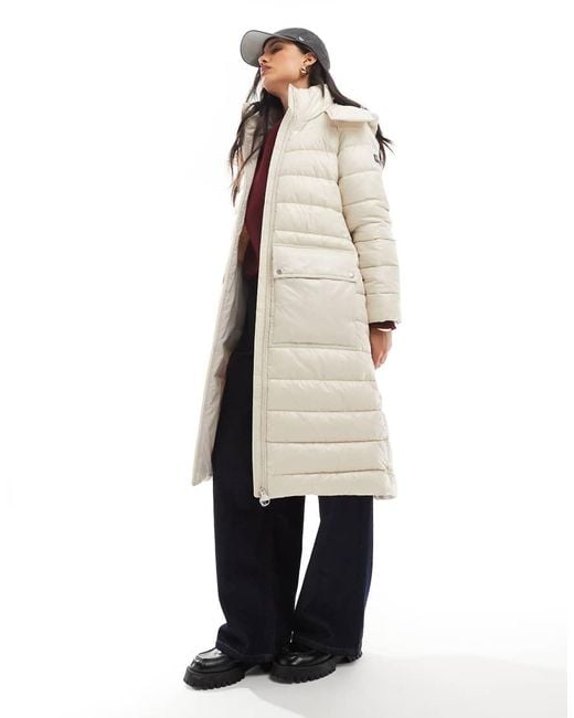 Barbour White Aisha Belted Puffer Coat