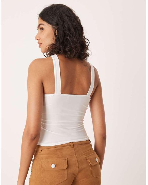 ASOS Brown Slinky Cut Out Halterneck Top With Bead Detail