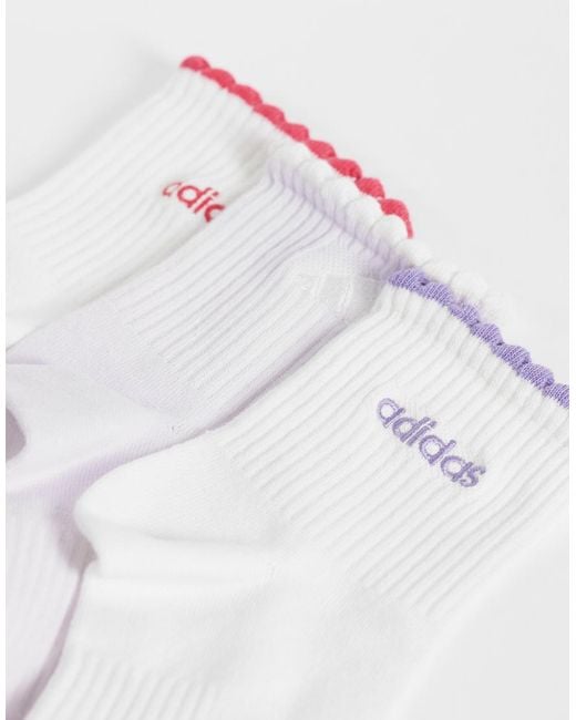 Adidas Originals White Adidas Training Ankle Socks With Frill for men