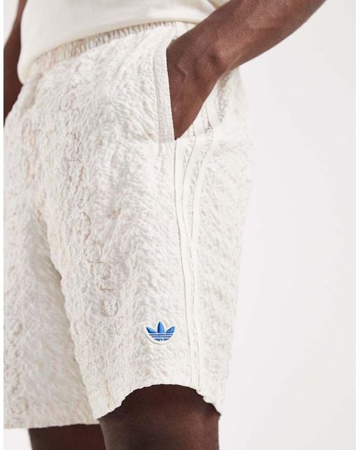 Adidas Originals White Seersucker Resort Shorts for men