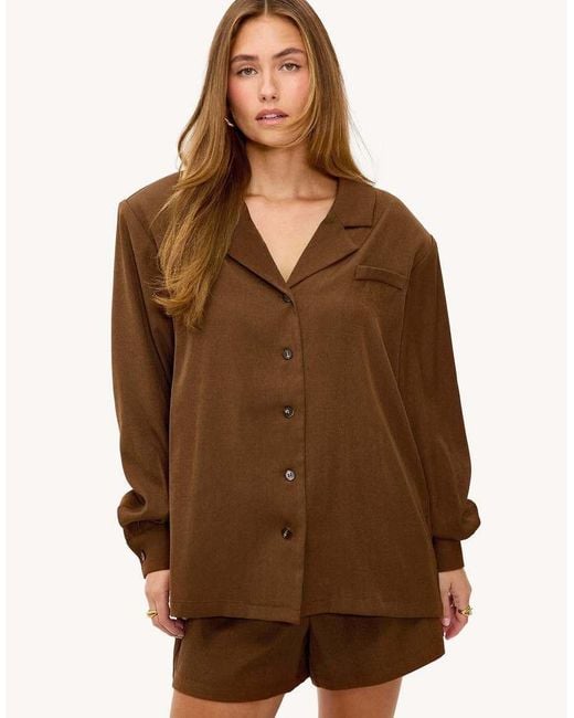 Loavies Brown Retro Flavour Button Blouse