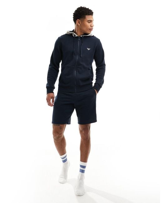 Emporio Armani Blue Bodywear Lounge Shorts With Logo Detail for men