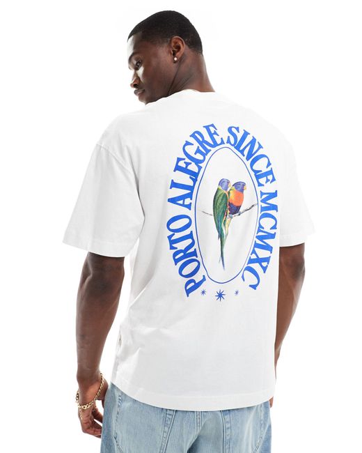 Jack & Jones White Oversized T-shirt With Porto Back Print for men
