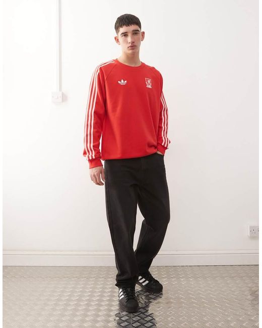 Adidas Originals Red Adidas Football Liverpool Long Sleeve Top for men