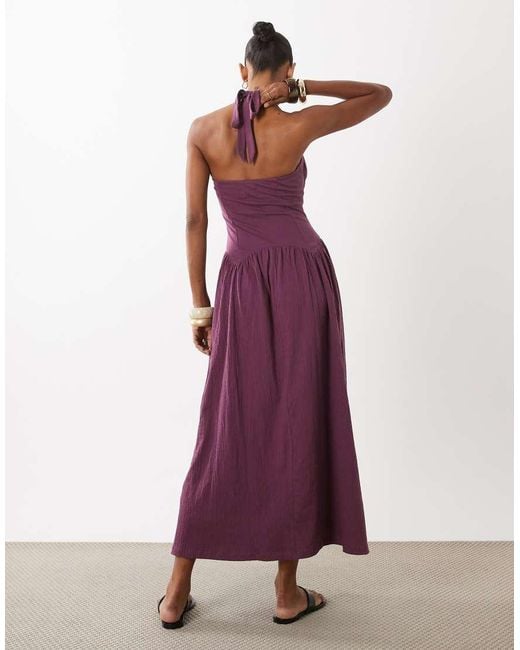 ASOS Brown Sweetheart Neck Shirred Maxi Dress