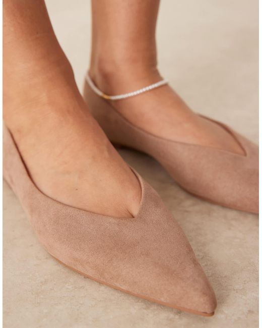 Asos Design Wide Fit Natural Ludo Pointed Ballet Flats