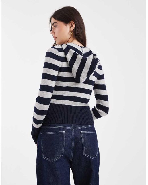 Cotton On Blue Hooded Zip Up Knit